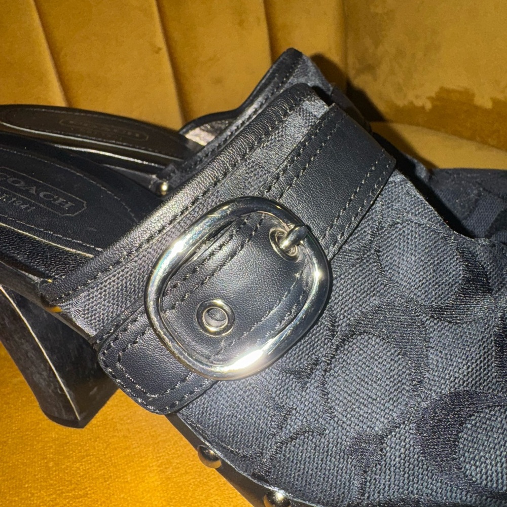 Coach Y2K Womens Willow Mule Studded Signature Logo Black Clogs Heel- Size 9B - Picture 8 of 16
